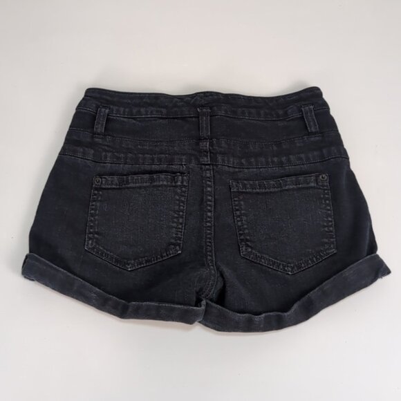 3/$20 Mossimo High Rise Short Shorts Faded Denim Cuffed Button Fly Jean - Picture 7 of 9